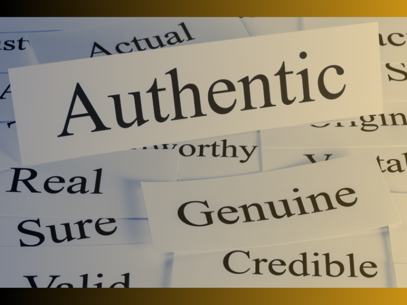 A paper with the word Authentic and its synonyms