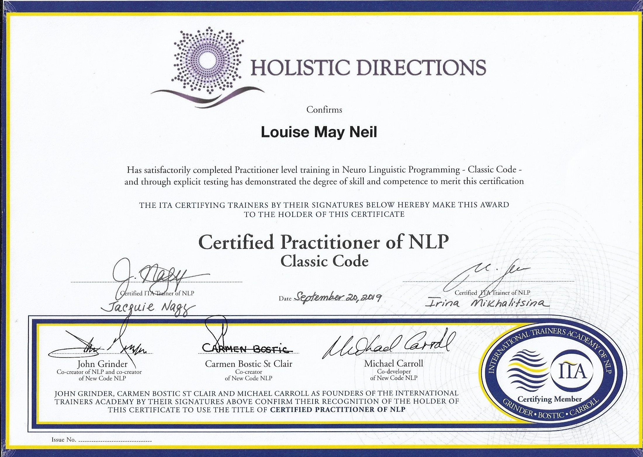 Certified NLP Practitioner Certificate