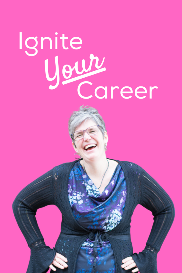 woman standing under the banner ignite your career