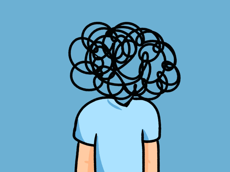 Illustration of a person with a scribble instead of a head